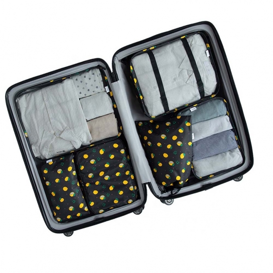 Cestovný organizér do kufra 6ks čierny s citróny