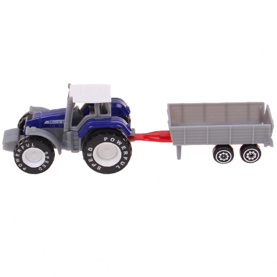 Traktor s návesom modrý