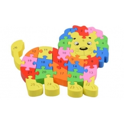 Vzdělávací drevené puzzle lev
