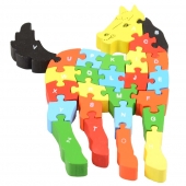 Vzdělávací drevené puzzle kôň
