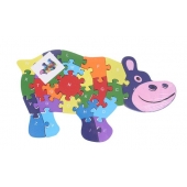 Vzdělávací drevené puzzle hroch