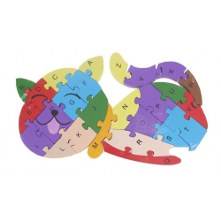Vzdělávací drevené puzzle mačička