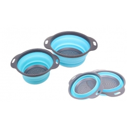 Skladacie silikónové cedníky 2 ks šedo-modré