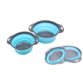 Skladacie silikónové cedníky 2 ks šedo-modré