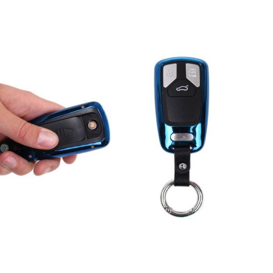 USB zapaľovač kľúč od auta modrý