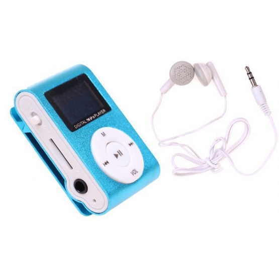 Mini MP3 prehrávač s displejom modrý