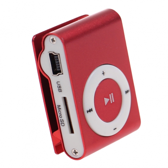 Kompaktný MP3 prehrávač červený
