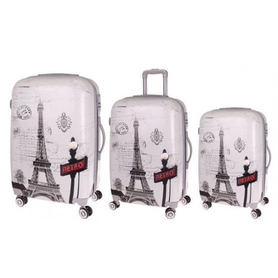 Sada 3 škrupinových kufrov (Eiffelovka)