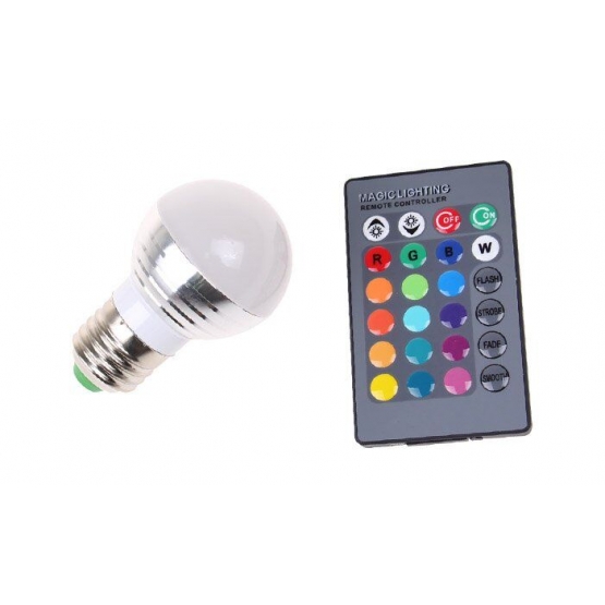 LED Žiarovka 3W E27 RGB