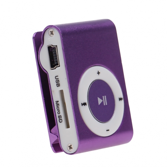 Kompaktný MP3 prehrávač fialový