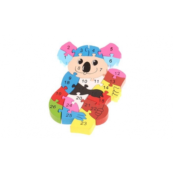 Vzdělávací drevené puzzle koala