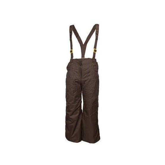 Zateplené dievčenské nohavice s trakmi hnedé veľ. 140