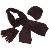 Detský pletený set šál, rukavice a čiapky hnedá veľ. L