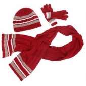 Detský pletený set šál, rukavice a čiapky červená veľ. L