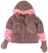 Dievčenské bunda s kožušinkou khaki/ružová vel. 92