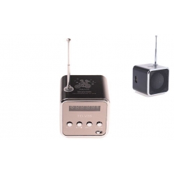 Mini bezdrôtové prenosné FM LED rádio čierne