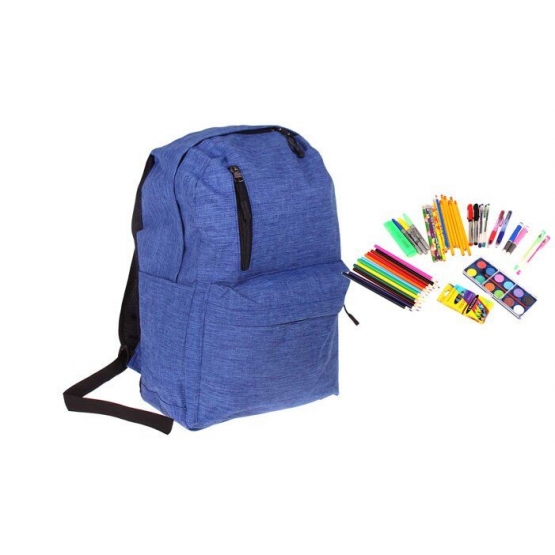 Batoh s náplňou školských potrieb modrý