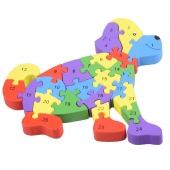 Vzdělávací drevené puzzle pes