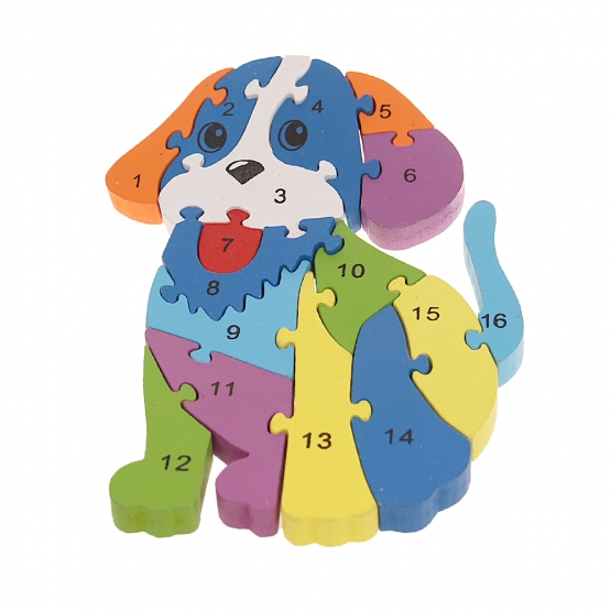Vzdelávacie drevené puzzle psík