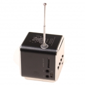 Mini bezdrôtové prenosné FM LED rádio čierne