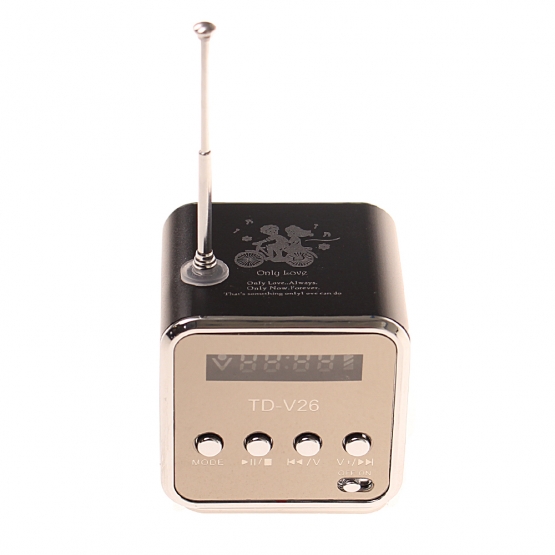 Mini bezdrôtové prenosné FM LED rádio čierne