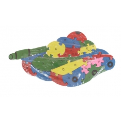Vzdělávací drevené puzzle tank