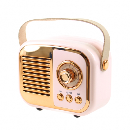 Bluetooth reproduktor retro rádio BS-52D ružové