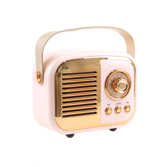 Bluetooth reproduktor retro rádio BS-52D ružové