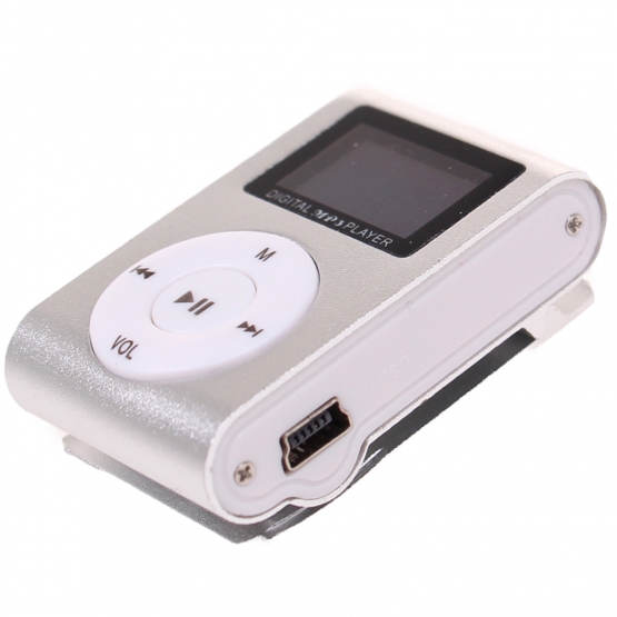 Mini MP3 prehrávač s displejom strieborný