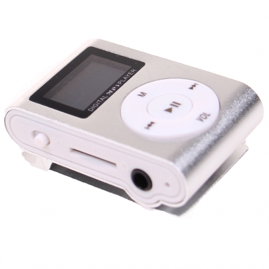 Mini MP3 prehrávač s displejom strieborný