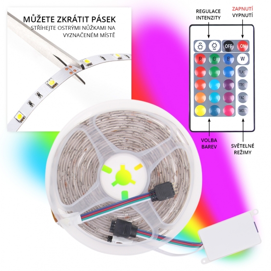 LED pásik RGB + RGBW 230 V / 12 V