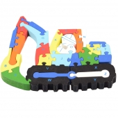 Vzdělávací drevené puzzle bager