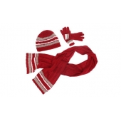 Detský pletený set šál, rukavice a čiapky červená veľ. XL