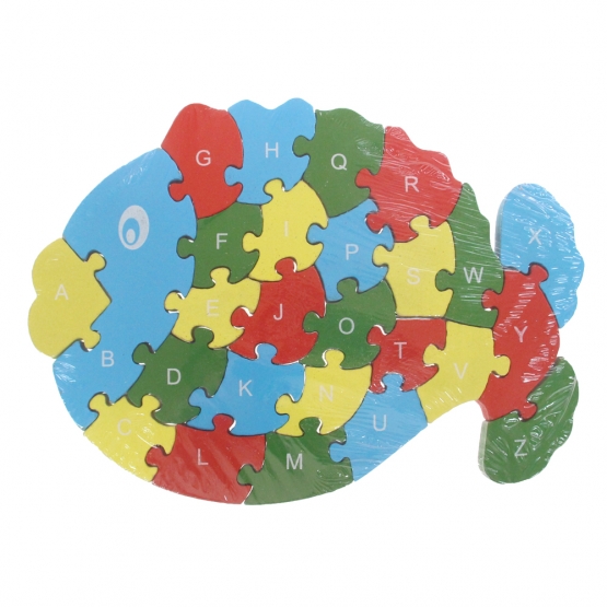 Vzdělávací drevené puzzle ryba
