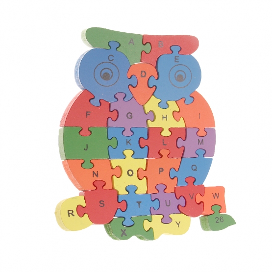 Vzdelávacie drevené puzzle sova var.1