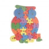 Vzdelávacie drevené puzzle sova var.1