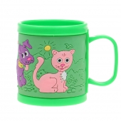 Hrnček detský plastový (zelený psík a mačička)