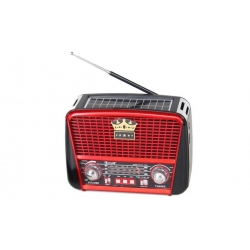 Prenosné 3 pásmové solárne rádio čierno-červené KORUNA