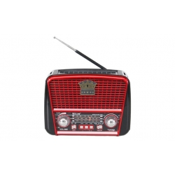 Prenosné 3pásmové solárne rádio hnedo-červené KORUNA