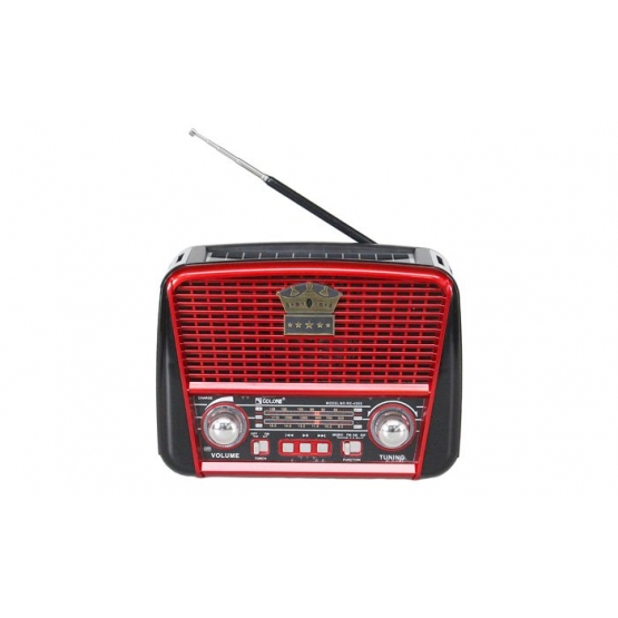 Prenosné 3pásmové solárne rádio hnedo-červené KORUNA