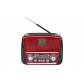 Prenosné 3pásmové solárne rádio hnedo-červené KORUNA