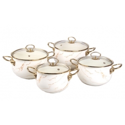 8-dielna sada smaltovaných hrncov zlatý mramor