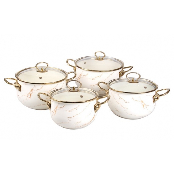 8-dielna sada smaltovaných hrncov zlatý mramor