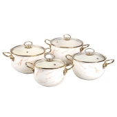 8-dielna sada smaltovaných hrncov zlatý mramor