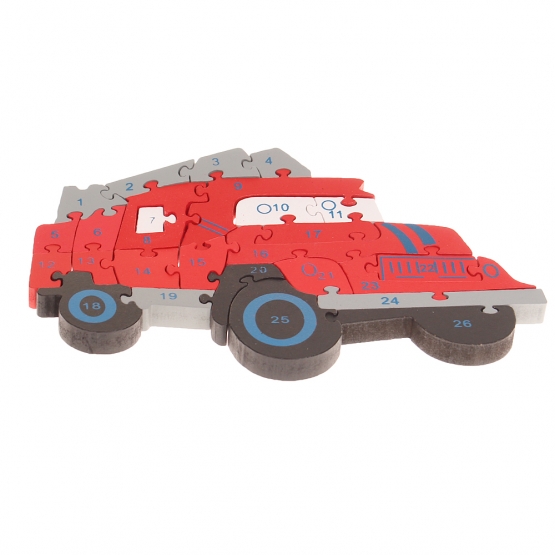 Vzdelávacie drevené puzzle hasičské auto