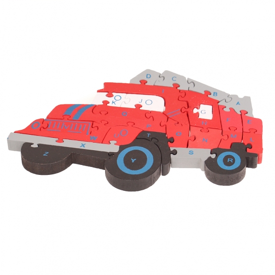 Vzdelávacie drevené puzzle hasičské auto