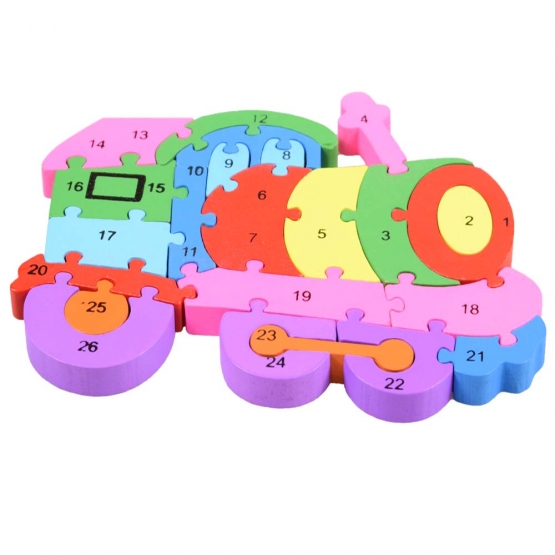 Vzdělávací drevené puzzle vlak var.2