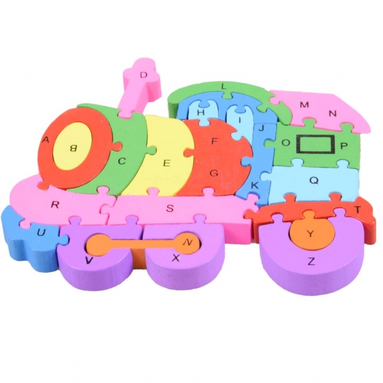 Vzdělávací drevené puzzle vlak var.2