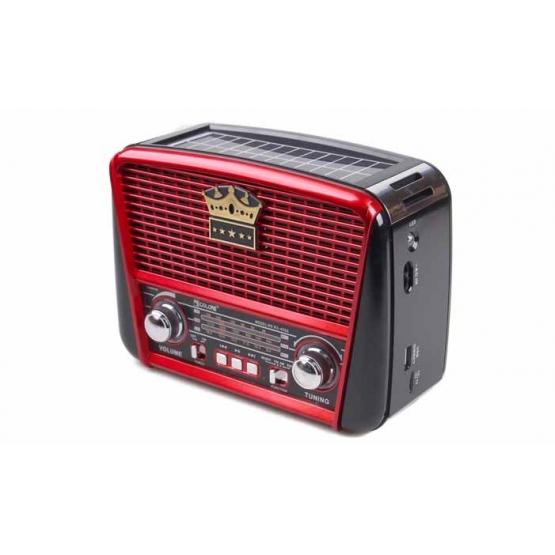 Prenosné 3 pásmové solárne rádio čierno-červené KORUNA