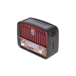 Prenosné 3pásmové solárne rádio čierno-červené MUSIC